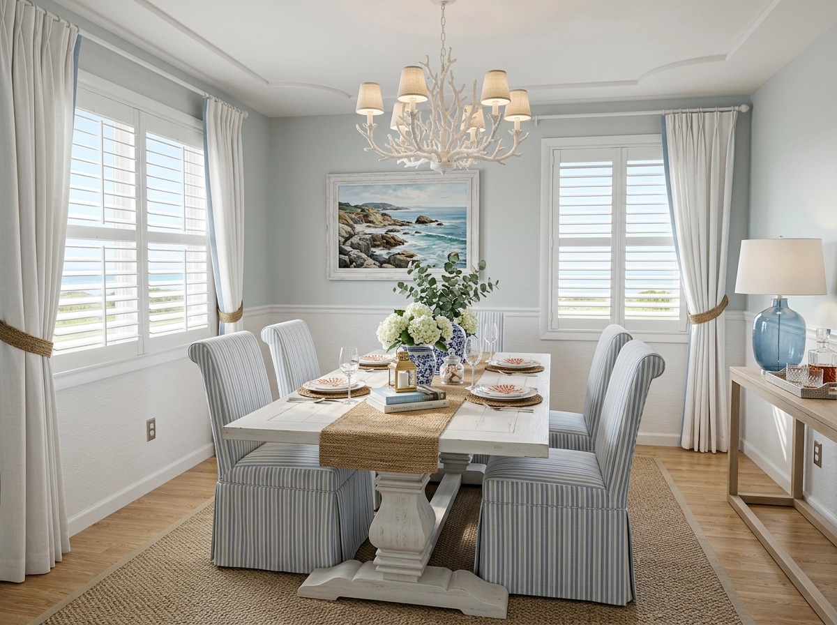 Interior design in Coastal / Hamptons style — dining_room by GenRoom AI