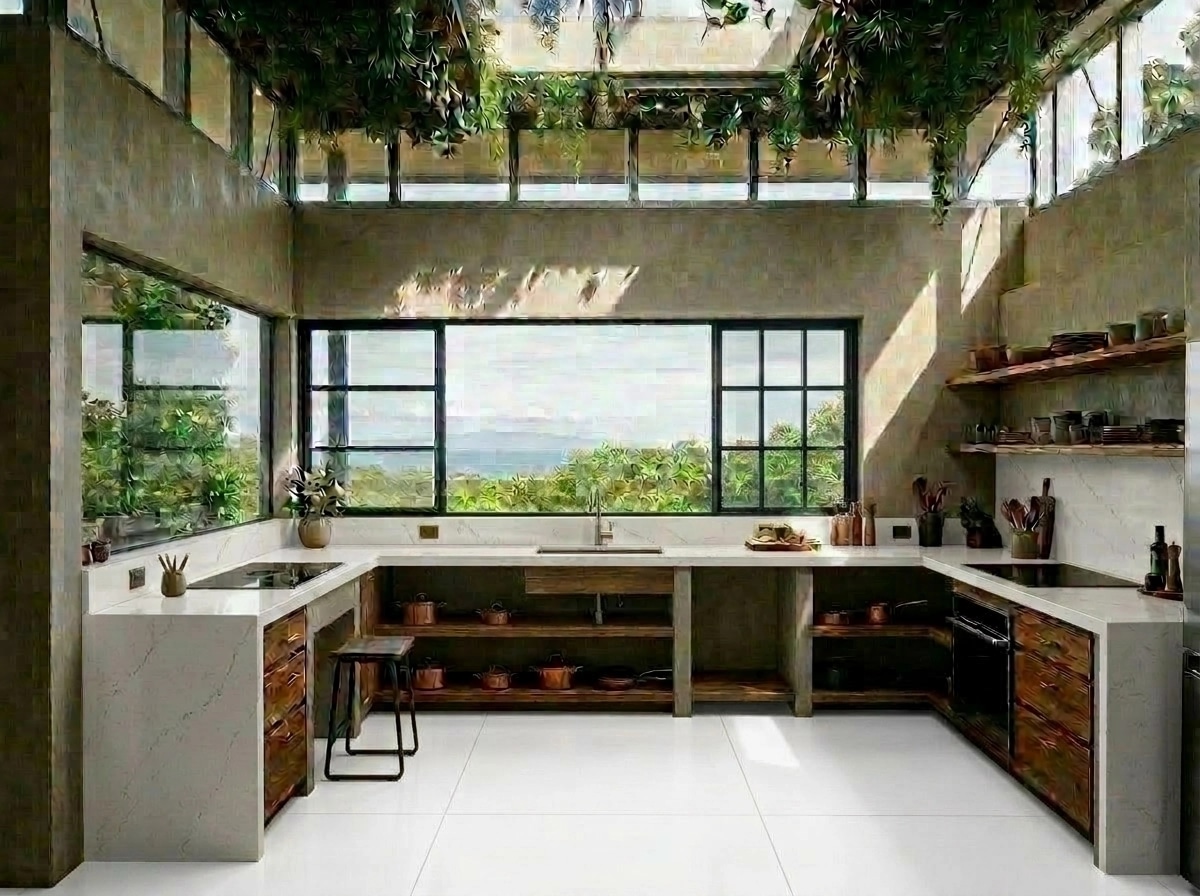 Kitchen interior in Biophilic style — photo by GenRoom AI