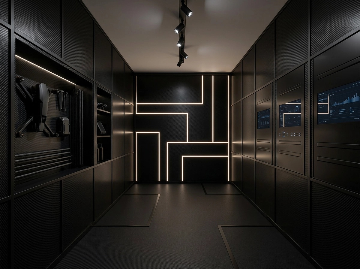 Bathroom interior in Blacktec style — photo by GenRoom AI