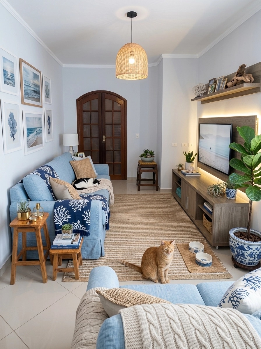 Interior design in Coastal / Hamptons style — Living Room by GenRoom AI