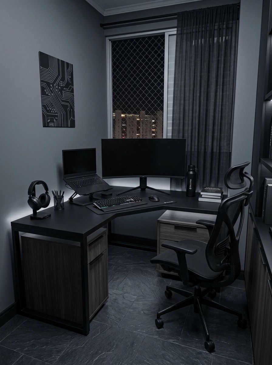 Design d'interni in stile Blacktec — home_office di GenRoom AI