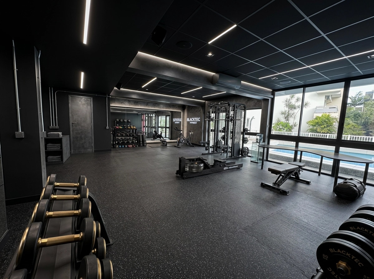 Interior design in Blacktec style — gym by GenRoom AI