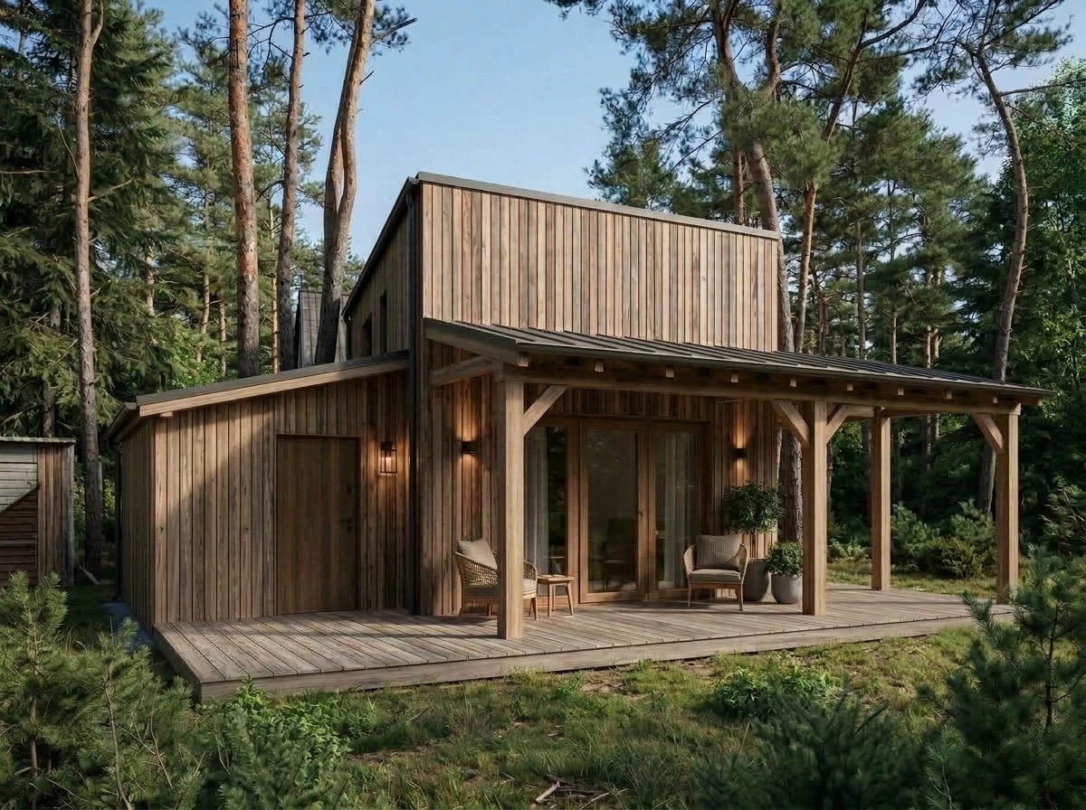 Facade design in Barnhouse Facade style — photo by GenRoom AI