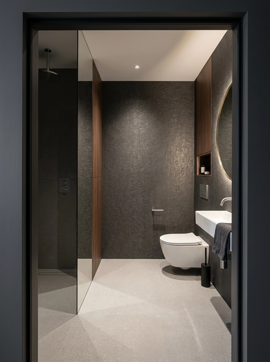 Bathroom interior in Minimalism style — photo by GenRoom AI