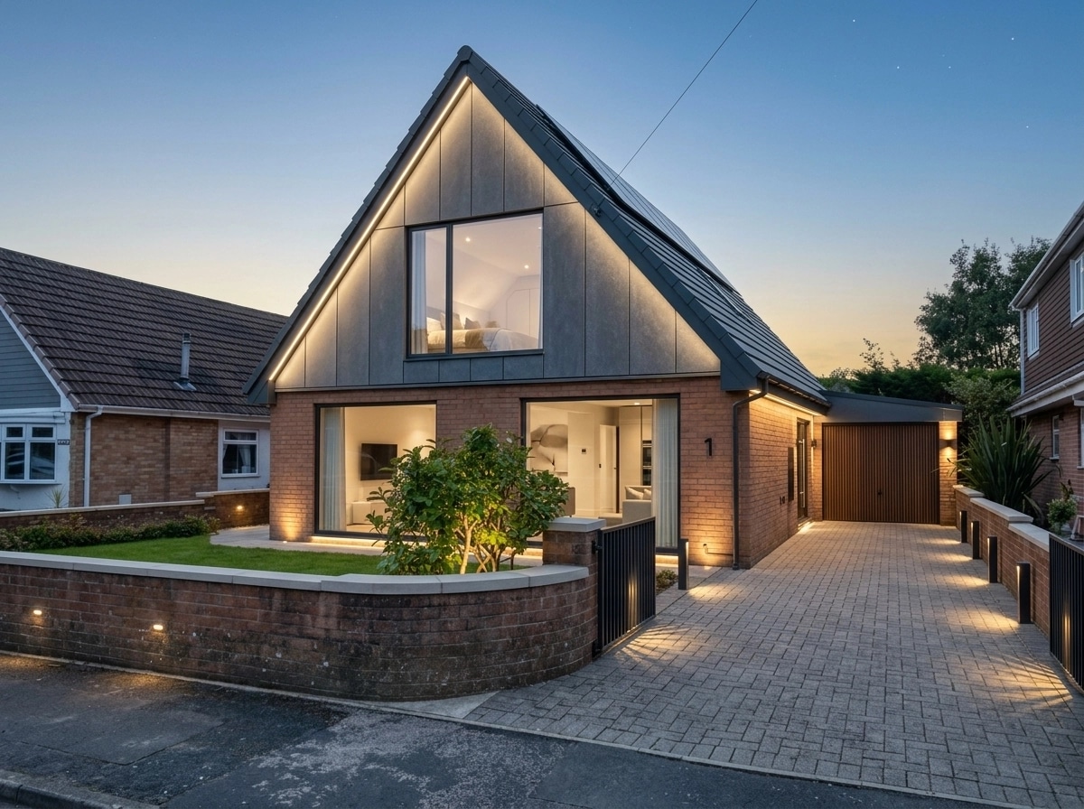 Facade design in Minimalist Facade style — photo by GenRoom AI