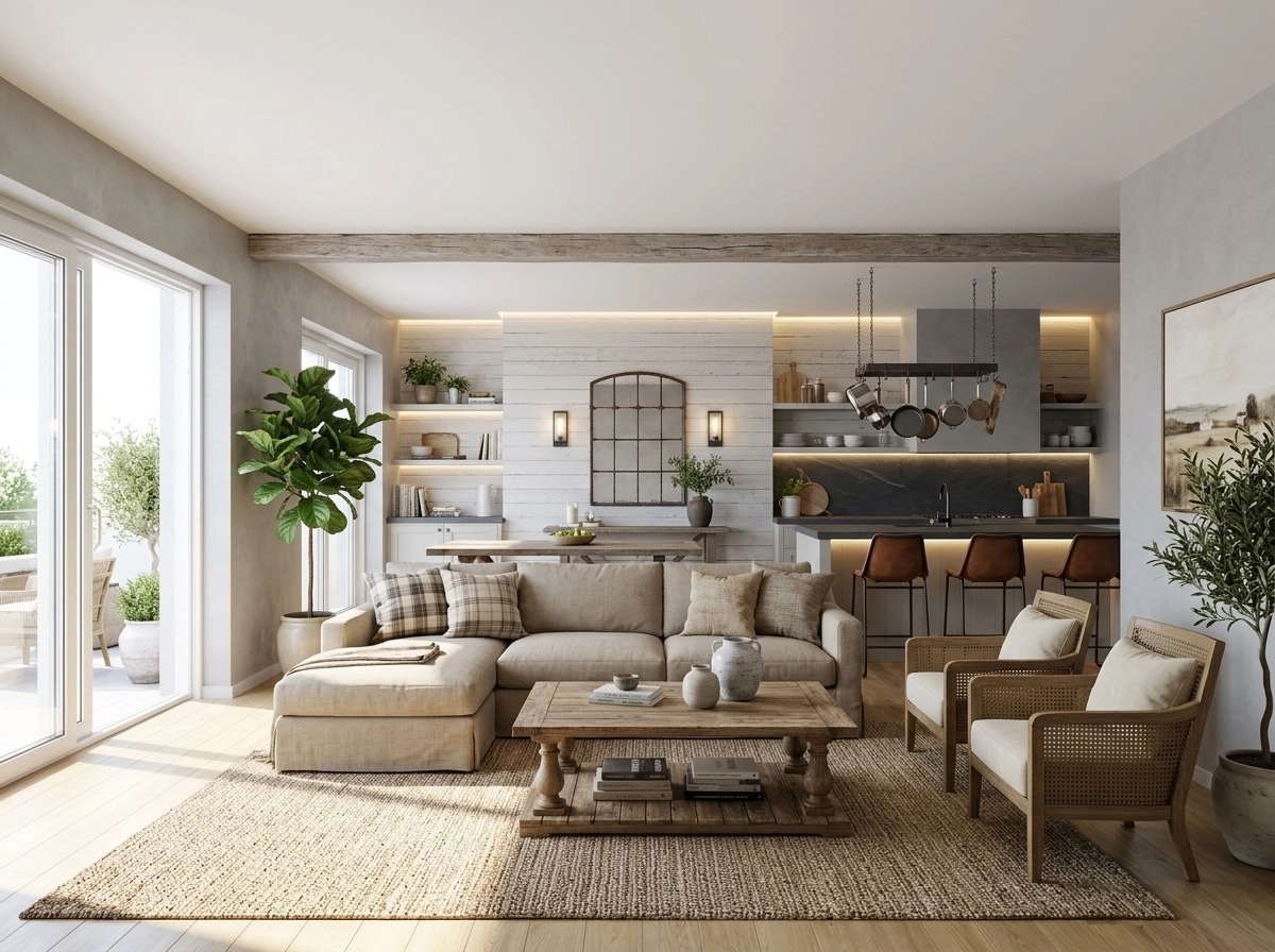 Modern Farmhouse Living Room design — interior photo by GenRoom AI