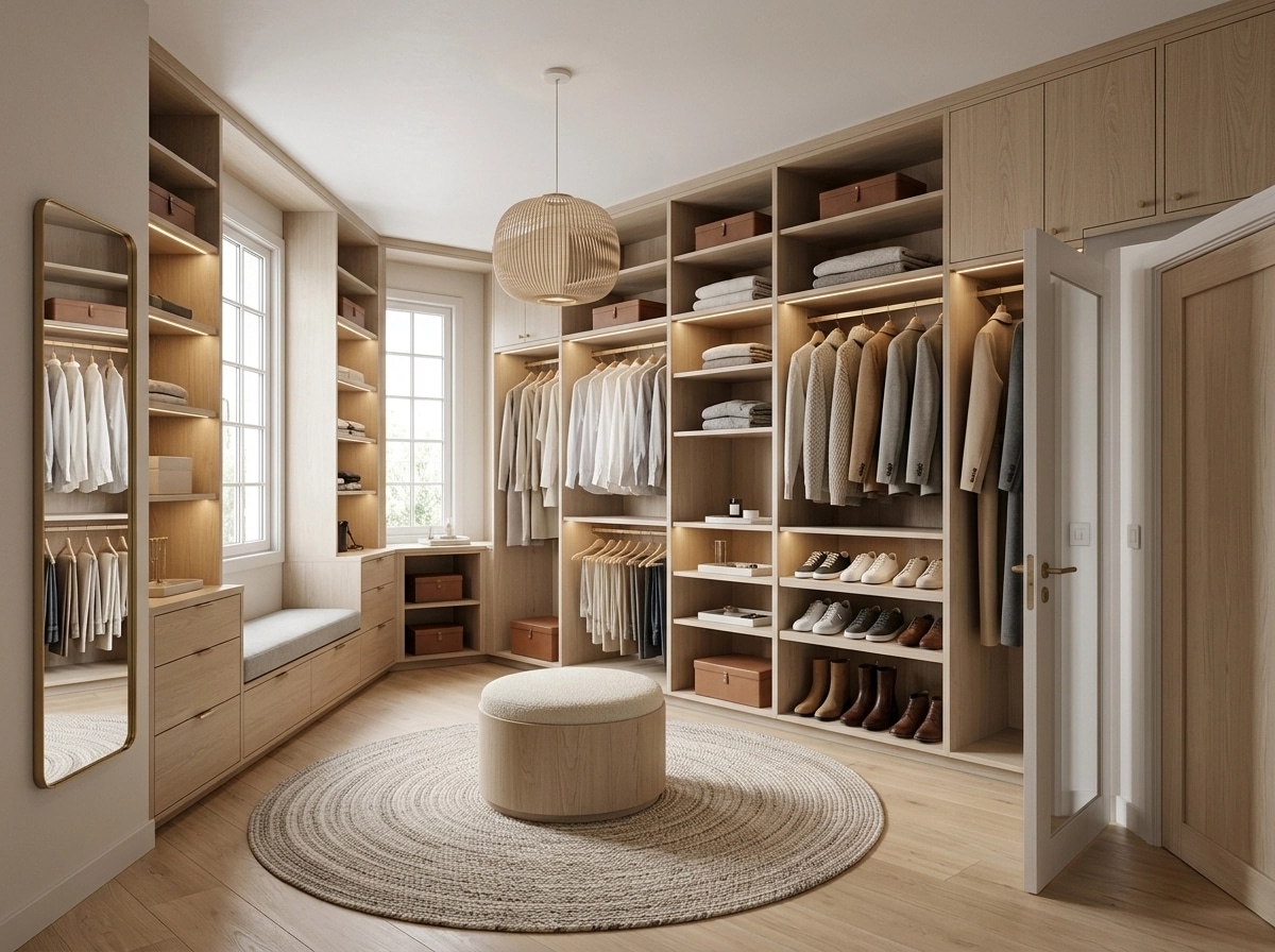 Interior design in Scandinavian style — wardrobe by GenRoom AI