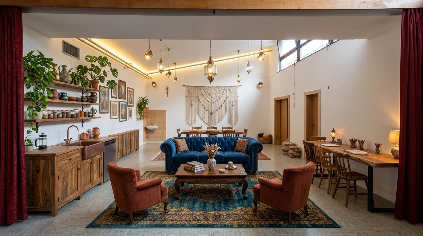 Interior design in Bohemian style — Living Room by GenRoom AI