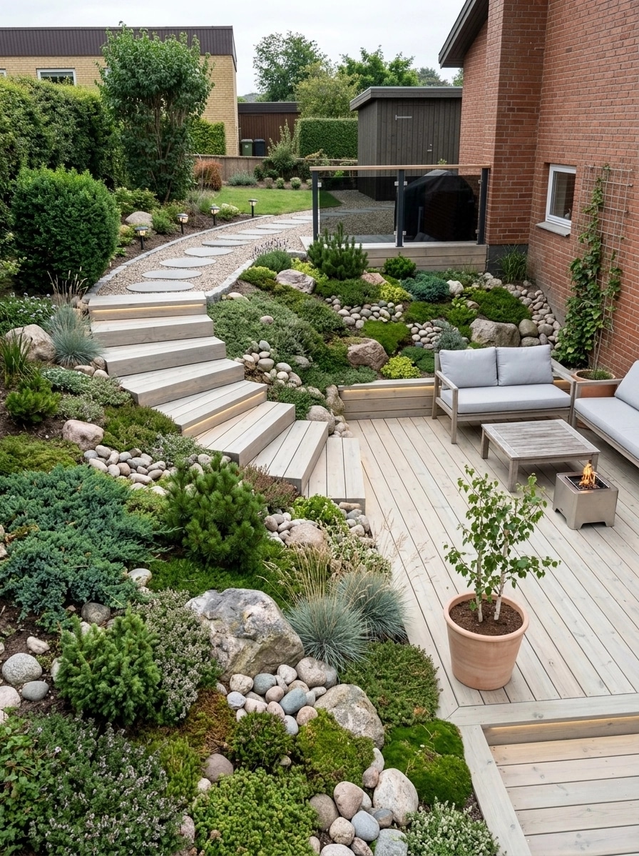Landscape design in Scandinavian Garden style — Yard by GenRoom AI