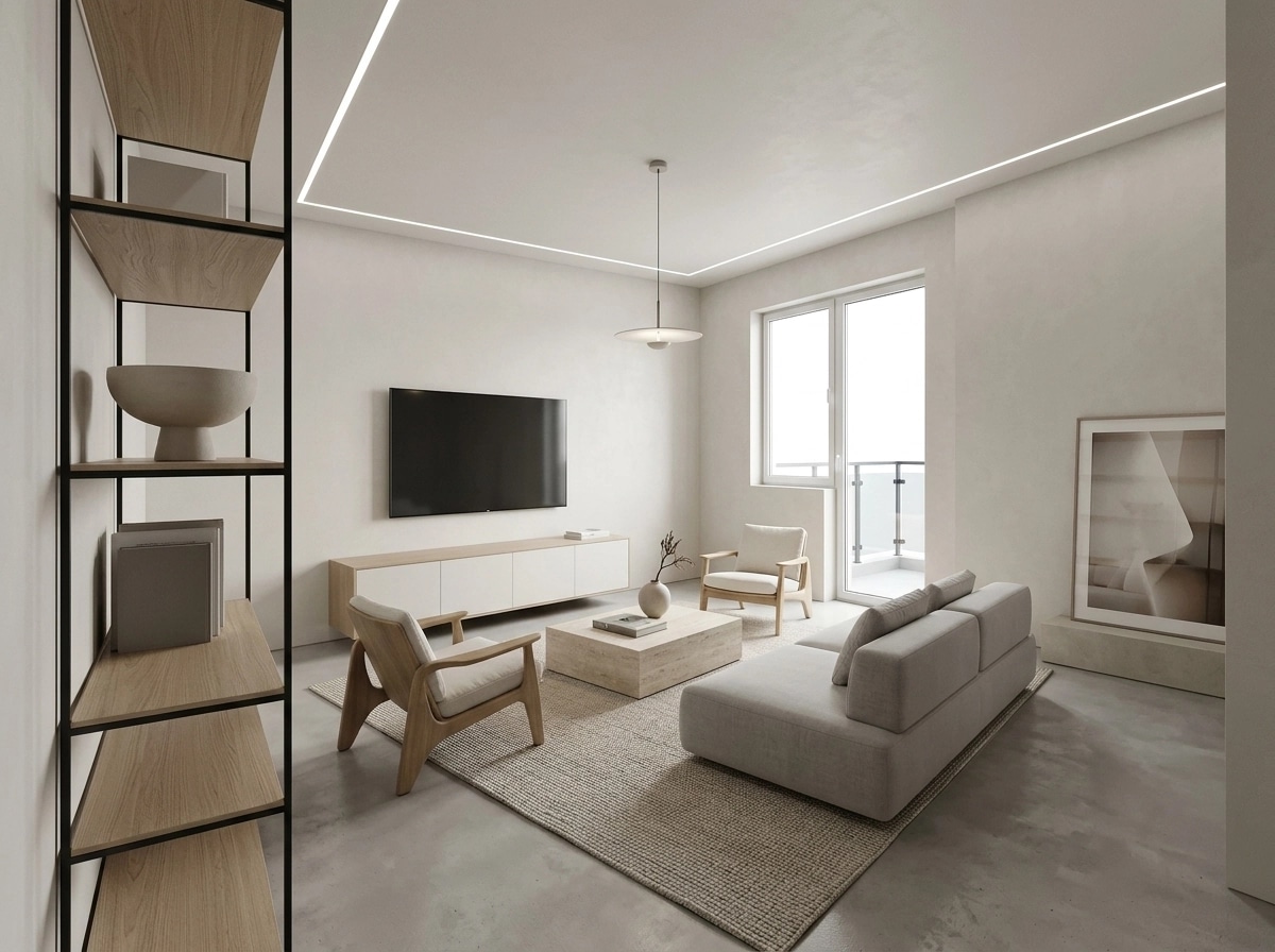 Interior design in Minimalism style — Living Room by GenRoom AI