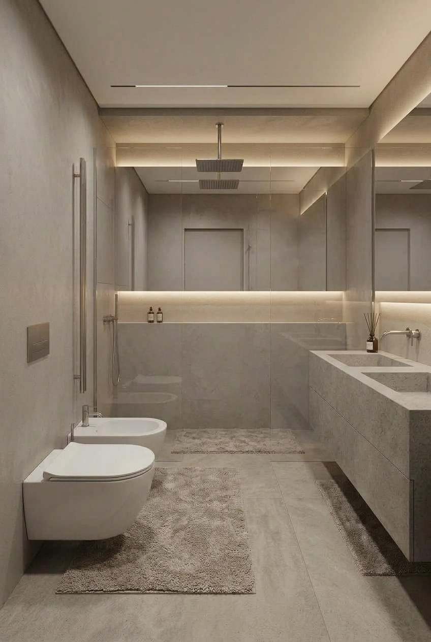 Bathroom interior in Minimalism style — photo by GenRoom AI