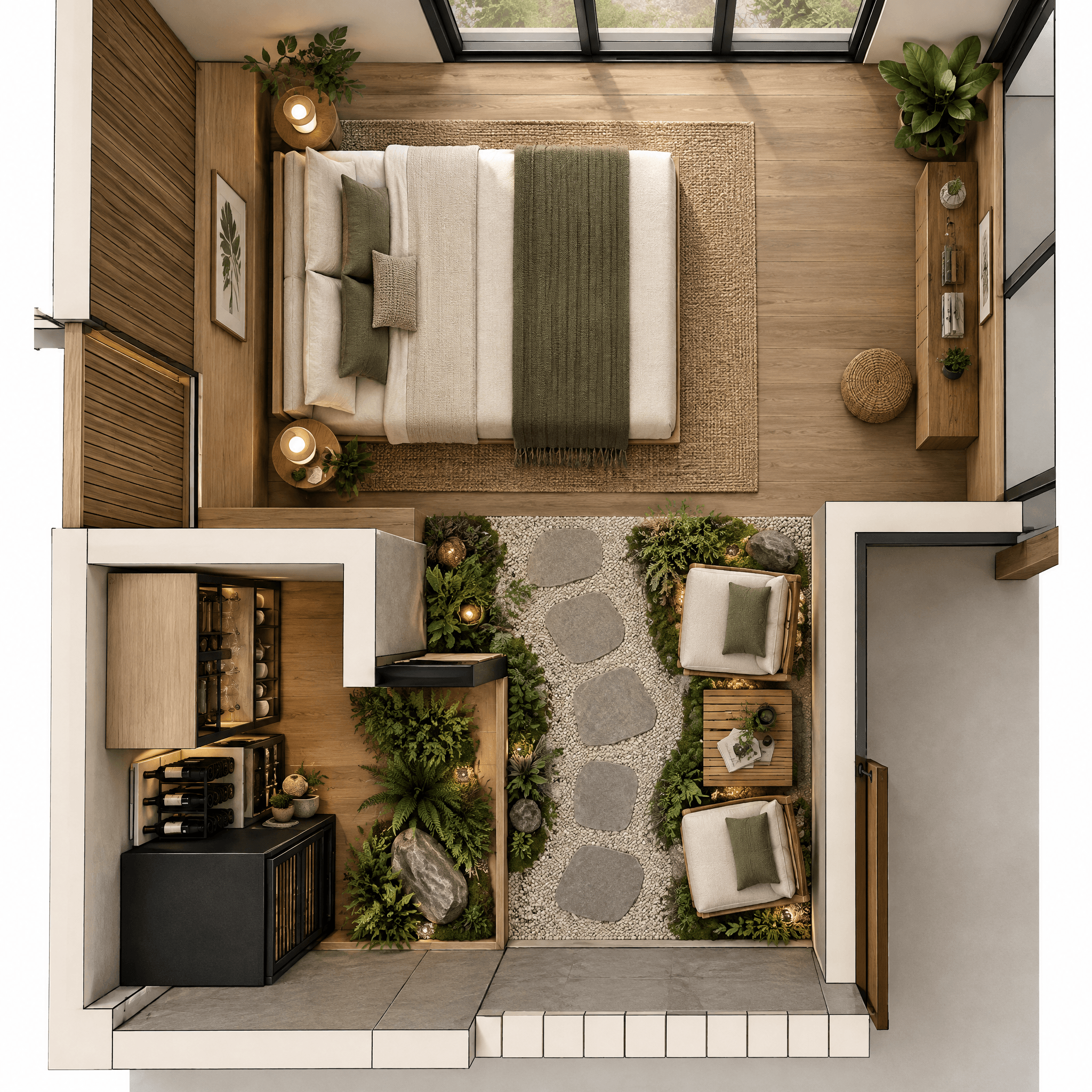 Design d'intérieur en style Biophilic — Salon par GenRoom AI
