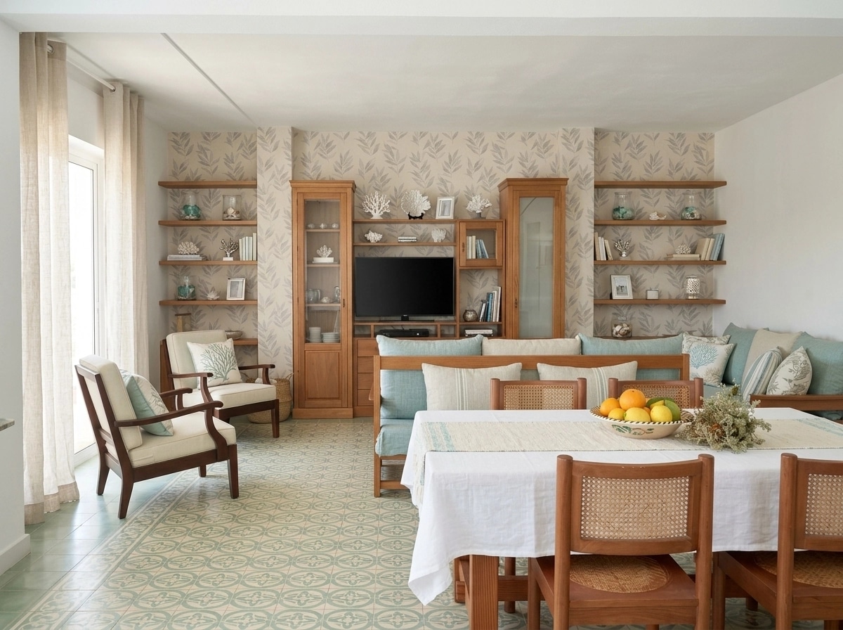 Interior design in Coastal / Hamptons style — Living Room by GenRoom AI