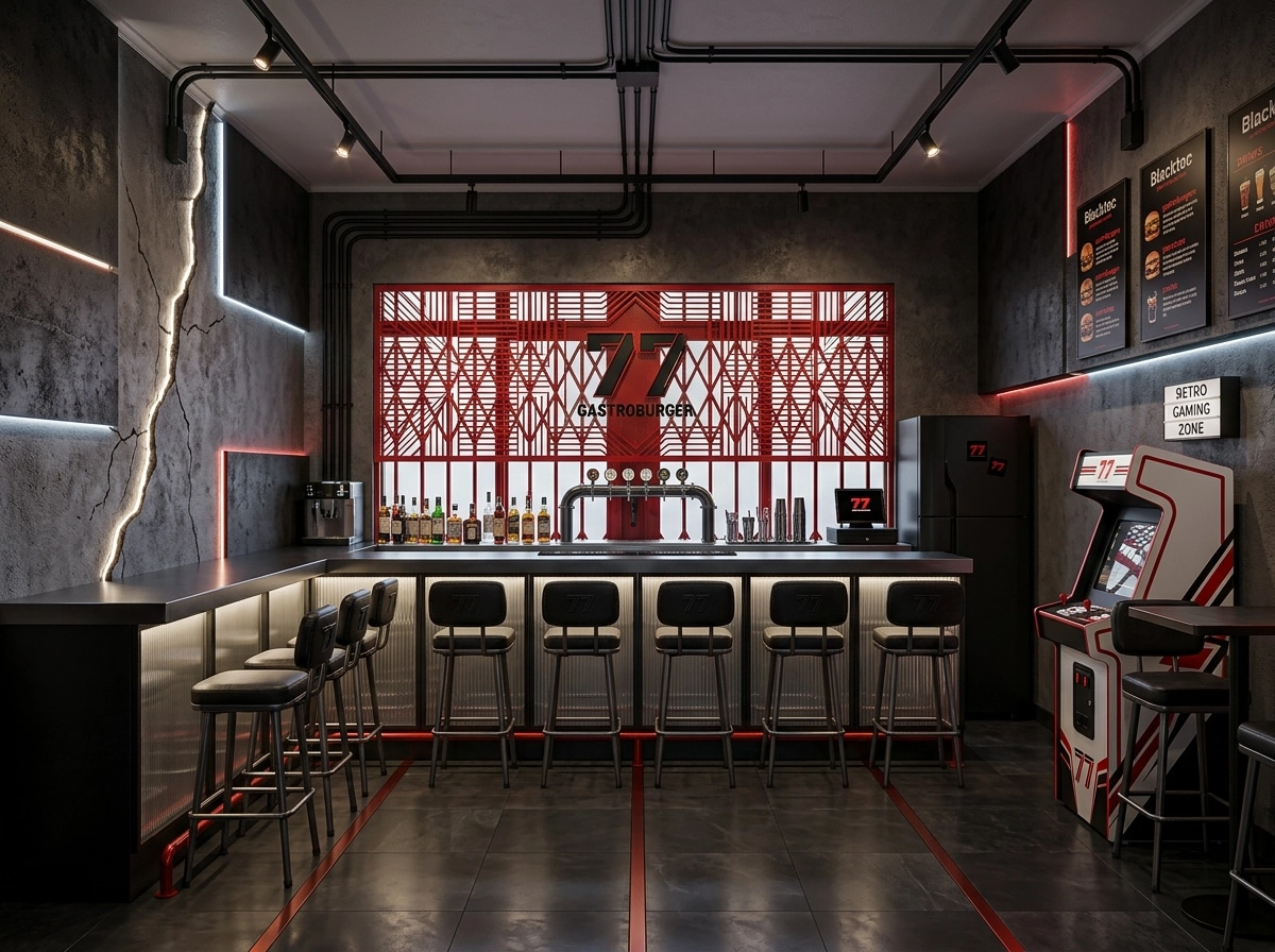 Interior design in Blacktec style — bar by GenRoom AI
