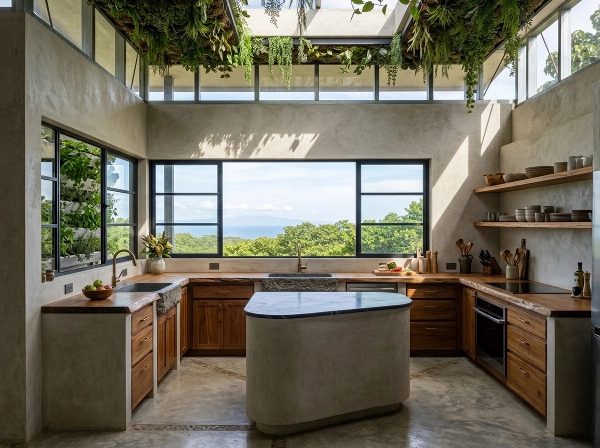 Kitchen interior in Biophilic style — photo by GenRoom AI