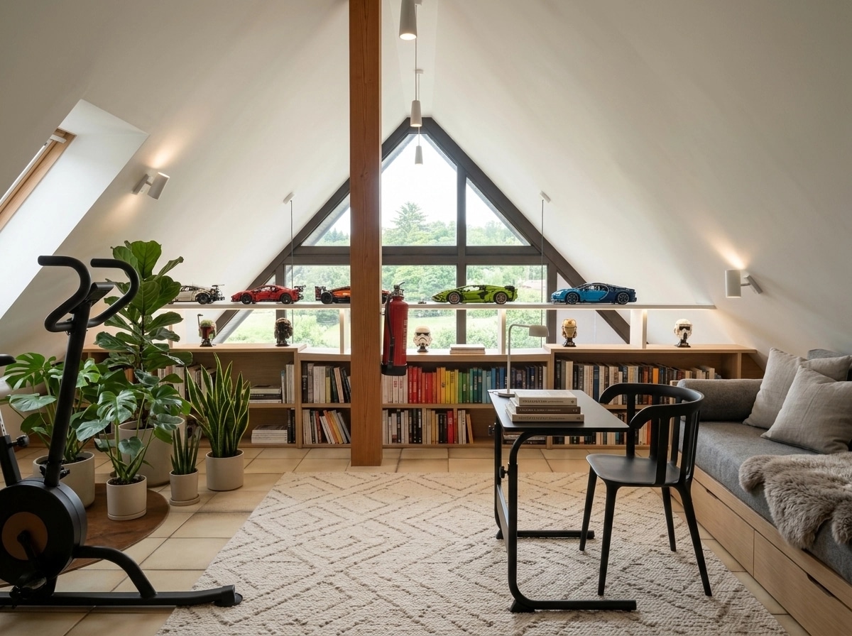 Interior design in Scandinavian style — library by GenRoom AI