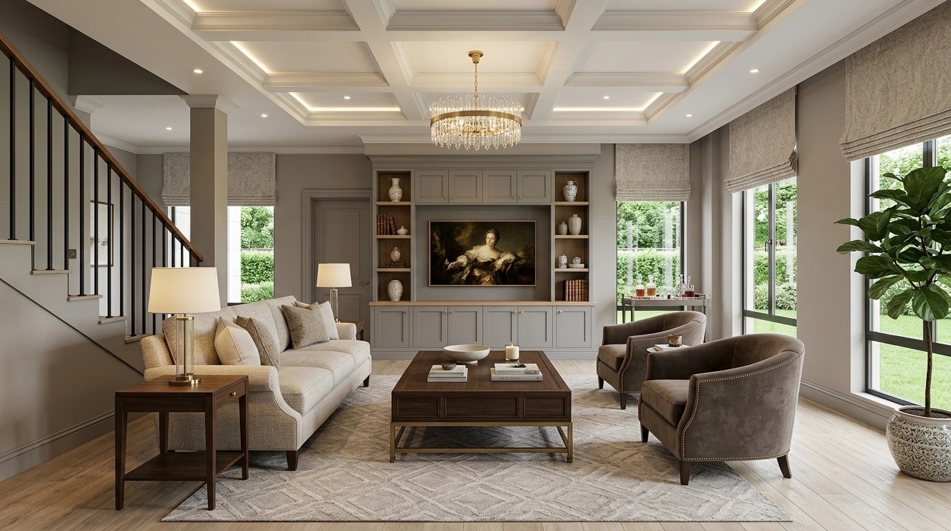 Transitional Living Room design — interior photo by GenRoom AI