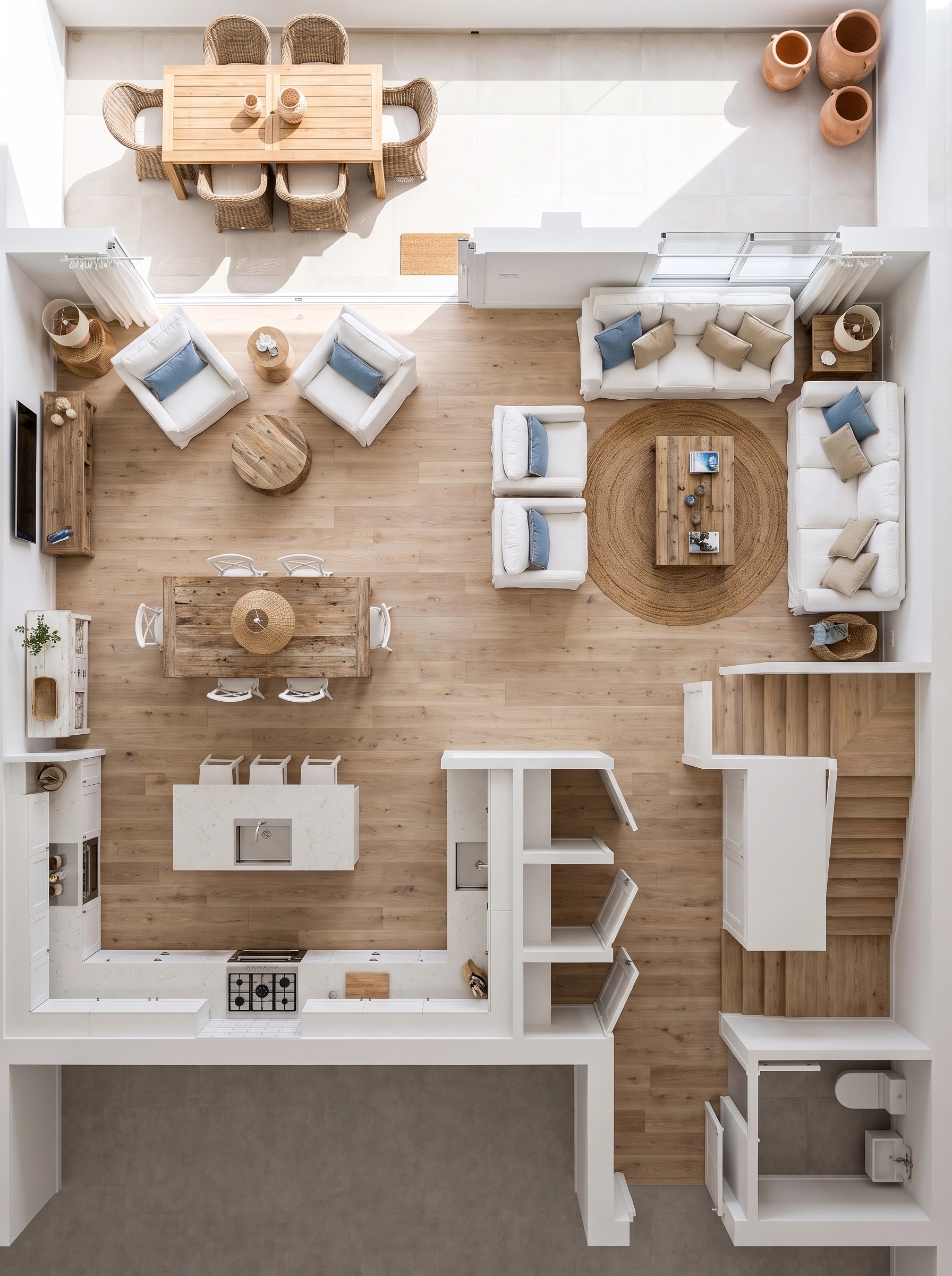 Coastal / Hamptons غرفة المعيشة design — interior photo by GenRoom AI