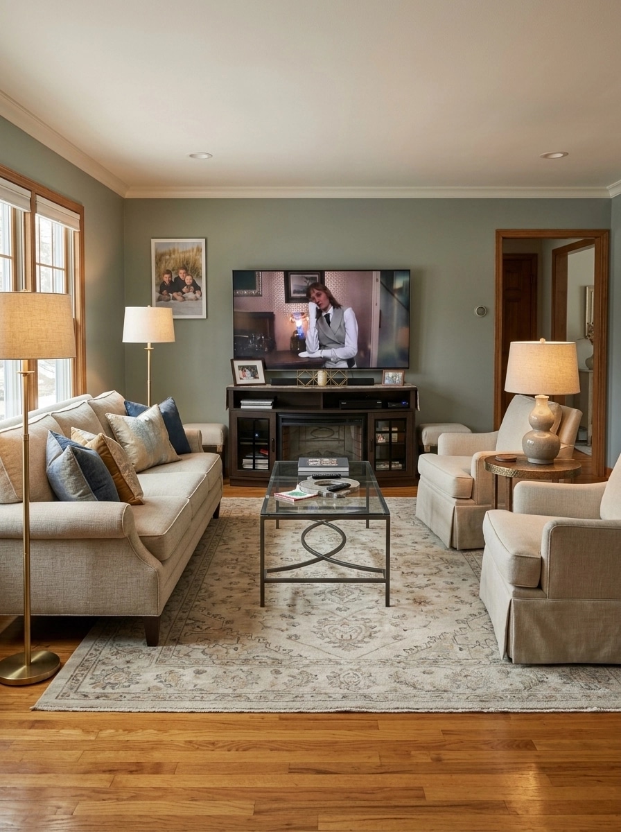 Transitional Living Room design — interior photo by GenRoom AI