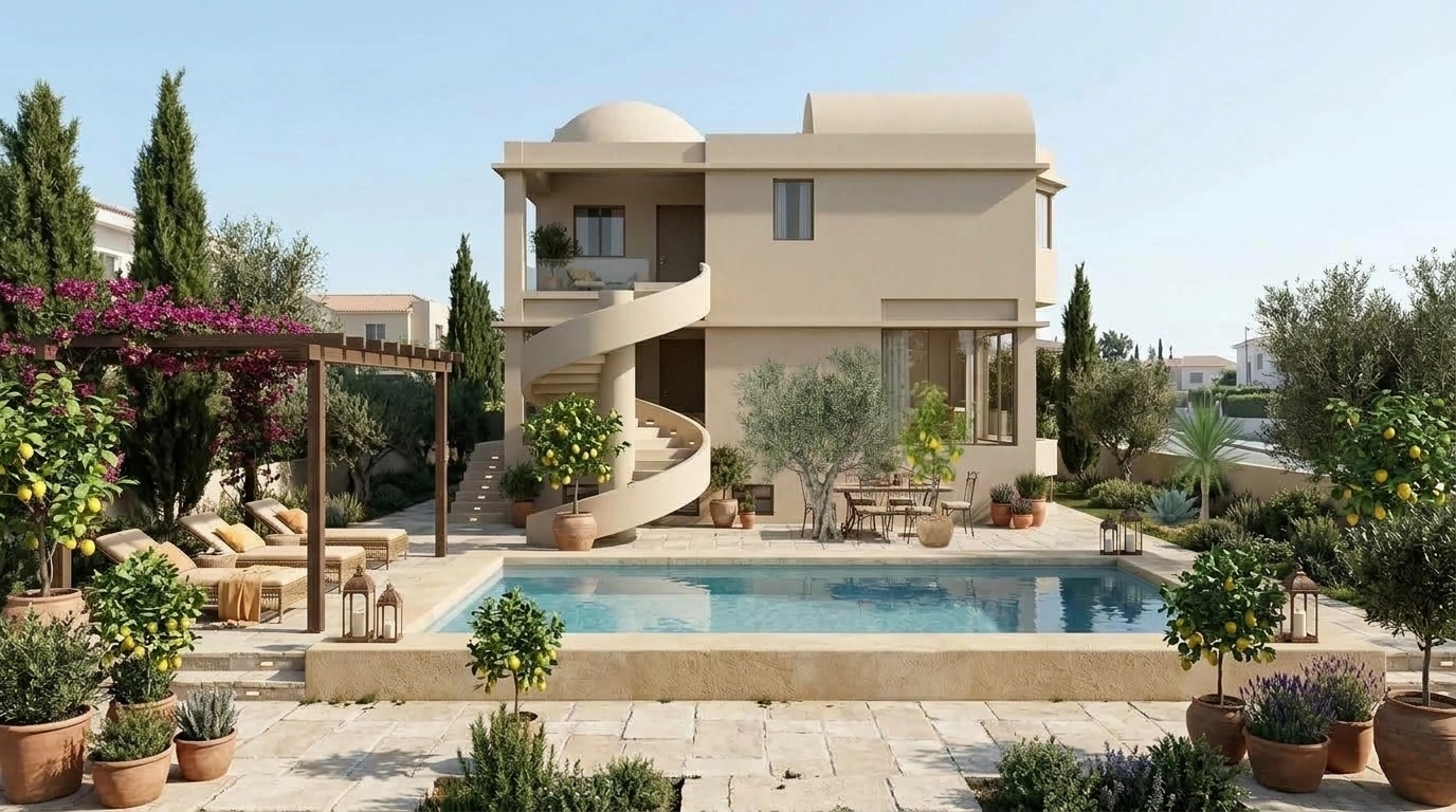 Landscape design in Mediterranean Yard style — Yard by GenRoom AI
