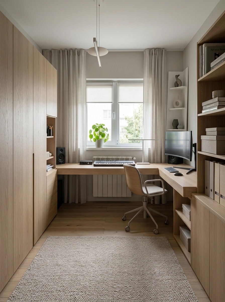 Office interior in Scandinavian style — photo by GenRoom AI