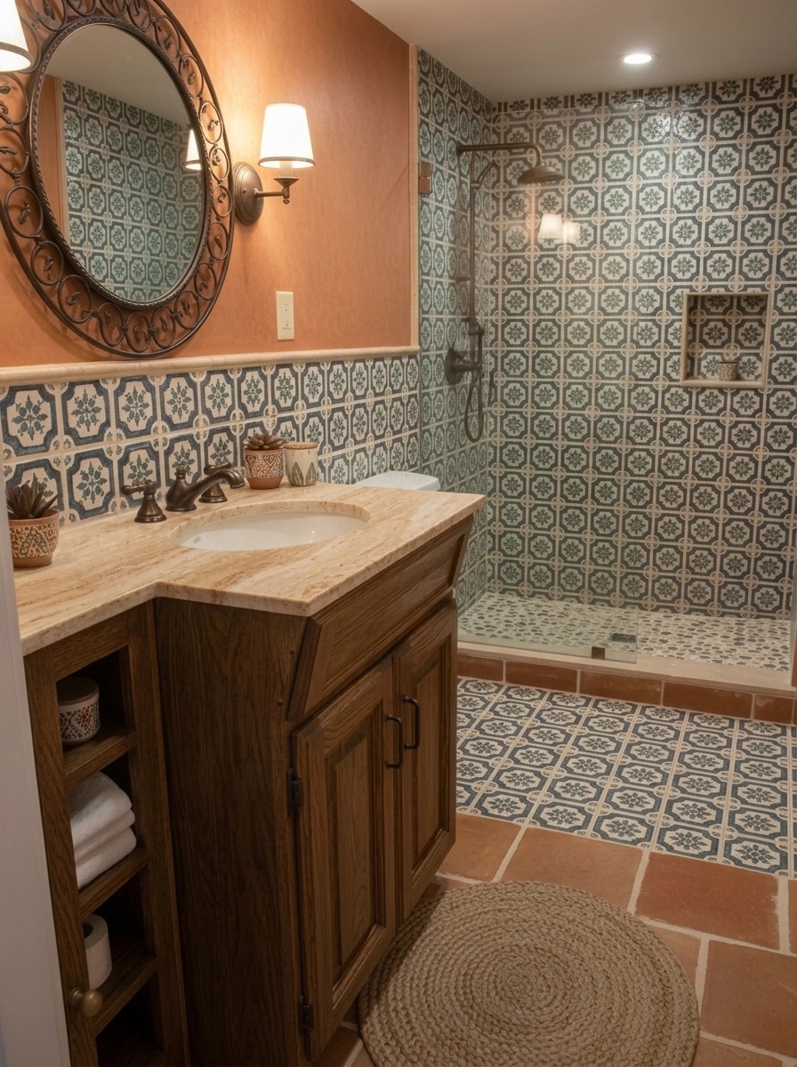 Bathroom interior in Mediterranean style — photo by GenRoom AI