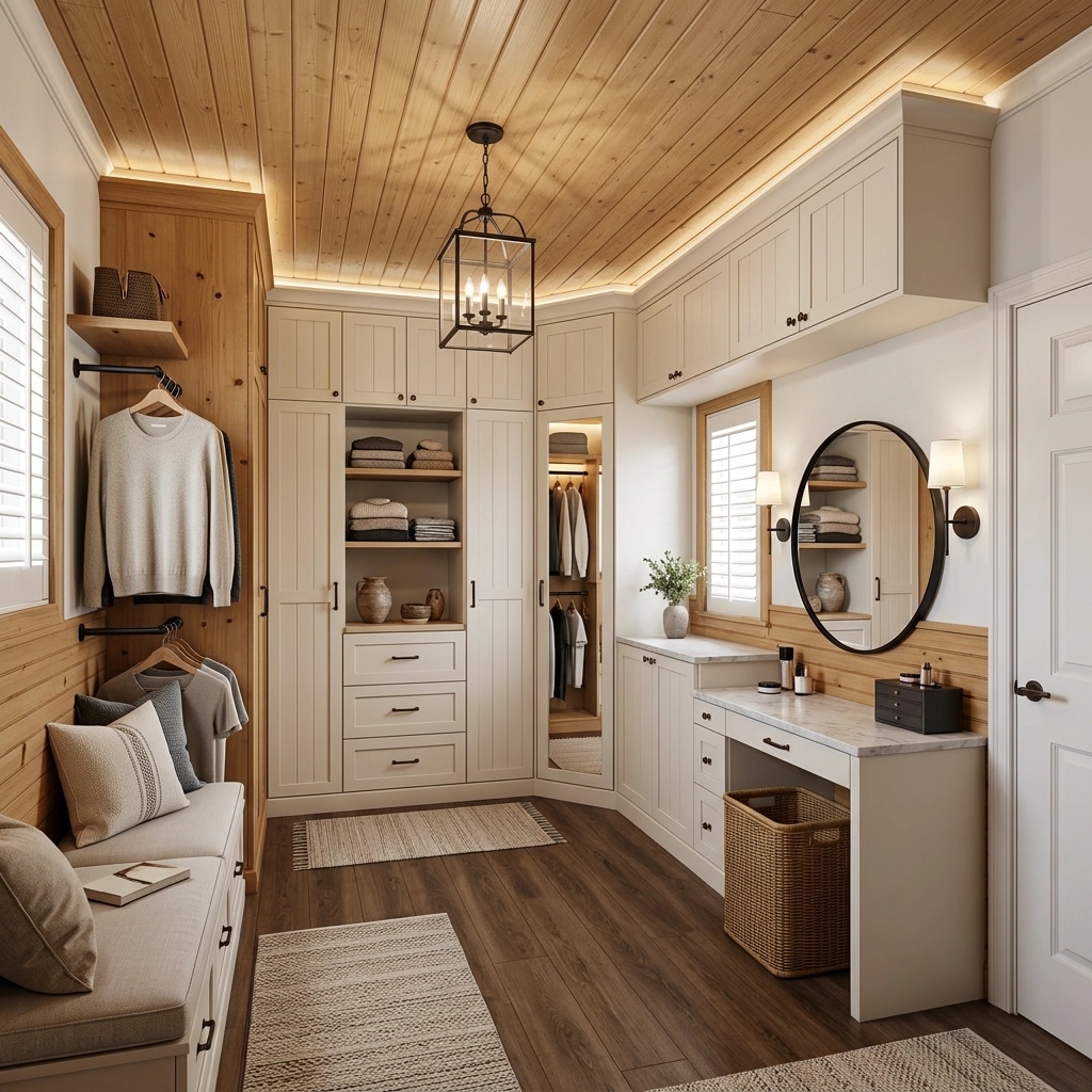 Interior design in Modern Farmhouse style — wardrobe by GenRoom AI