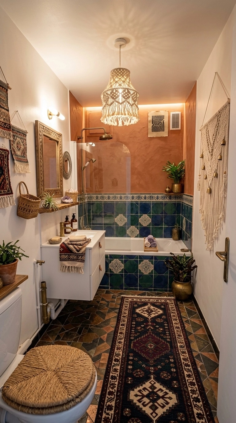Bathroom interior in Bohemian style — photo by GenRoom AI