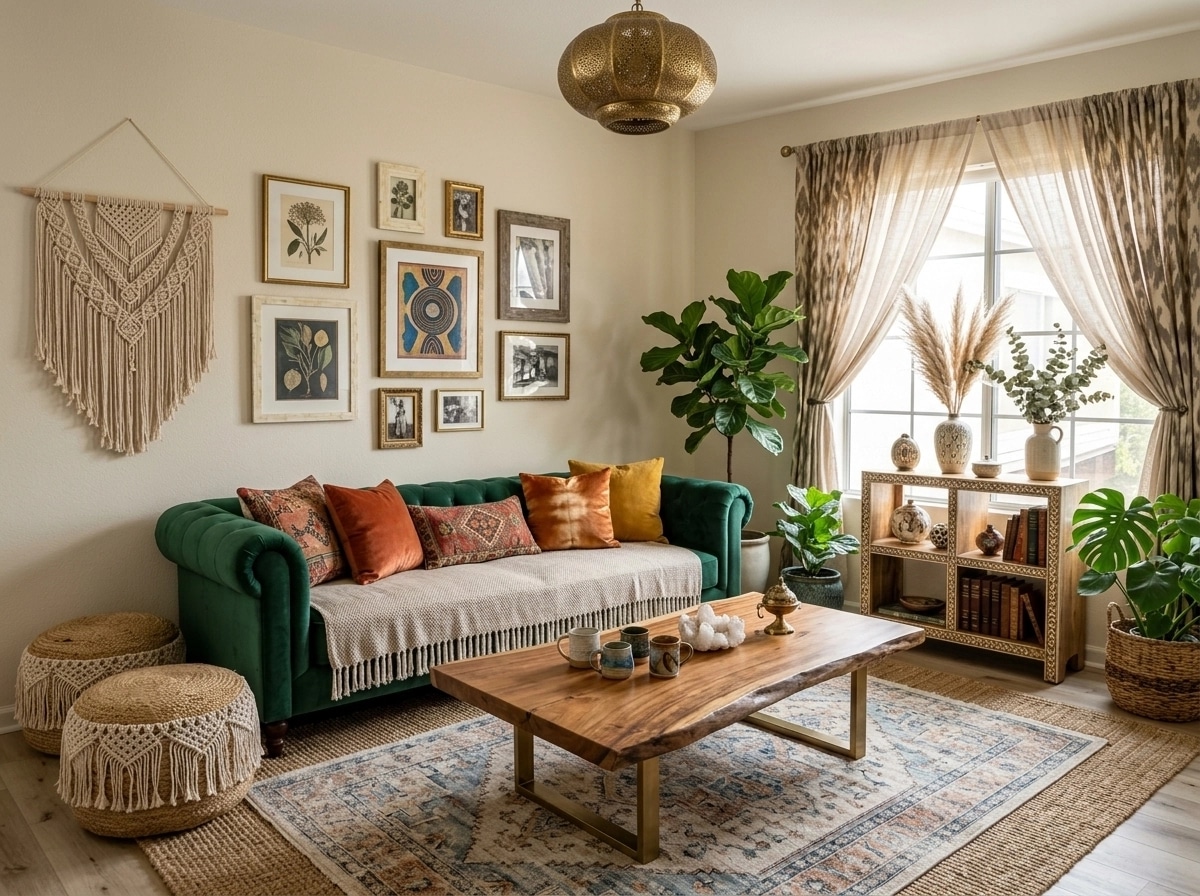 Interior design in Bohemian style — Living Room by GenRoom AI