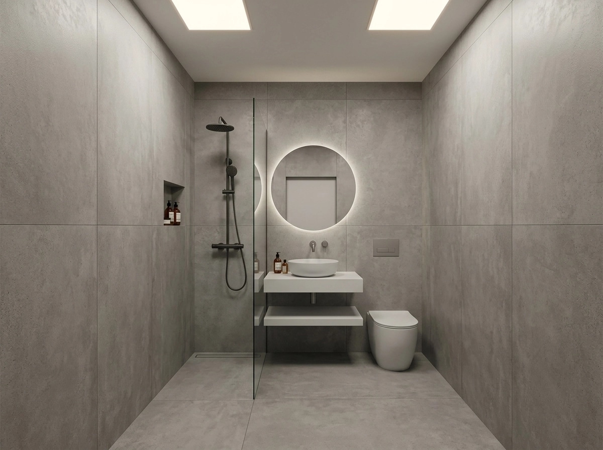 Bathroom interior in Minimalism style — photo by GenRoom AI