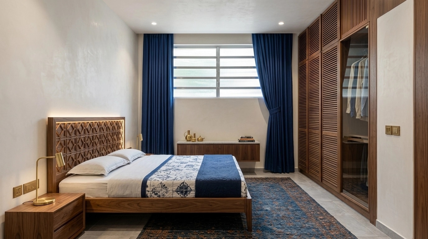 Interiördesign i stilen Portuguese Modern — Sovrum av GenRoom AI