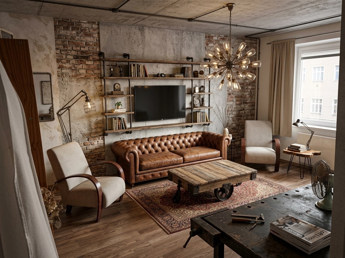 Interior design in Loft / Industrial style — Living Room by GenRoom AI