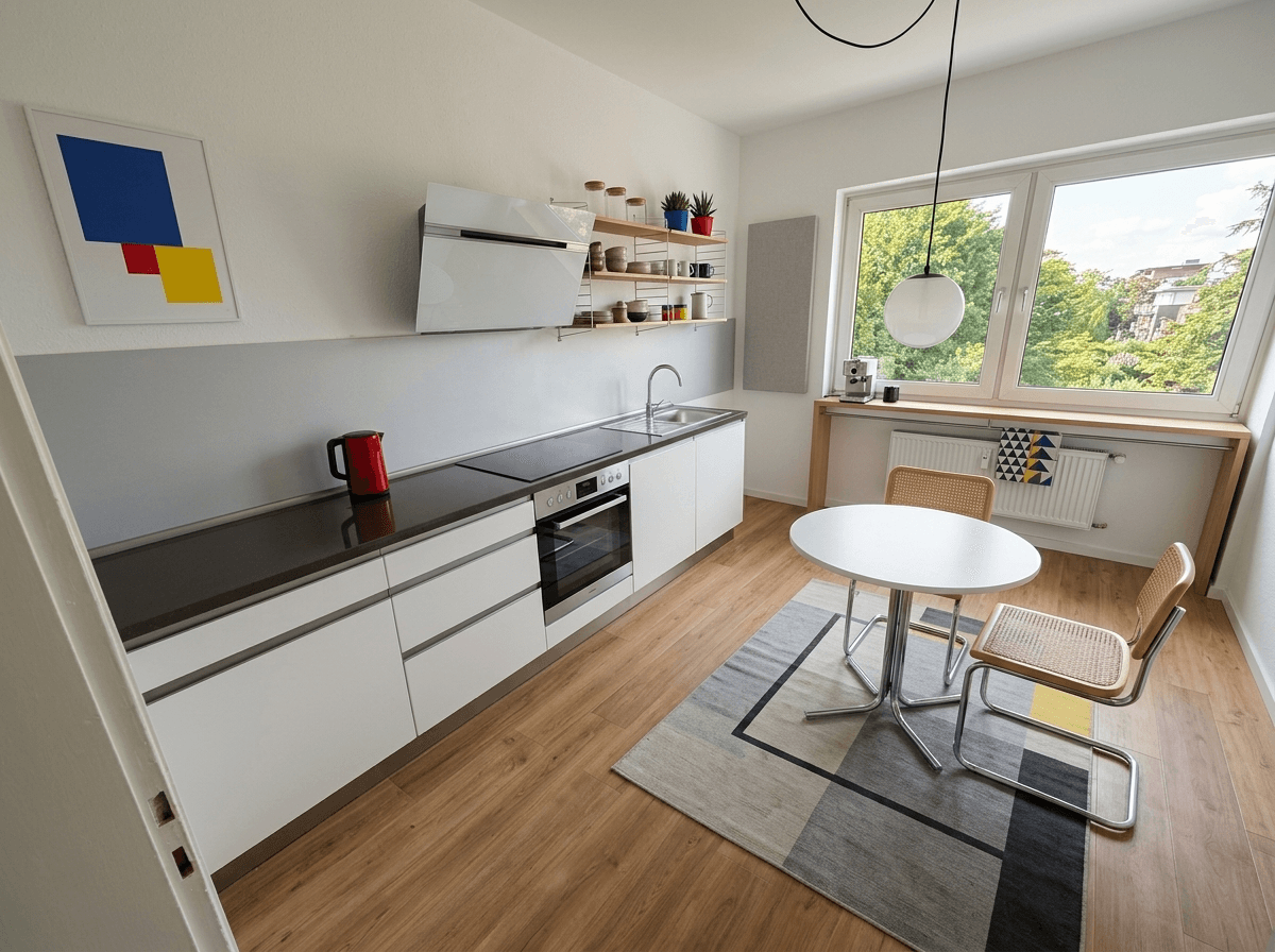 Kitchen interior in Bauhaus style — photo by GenRoom AI