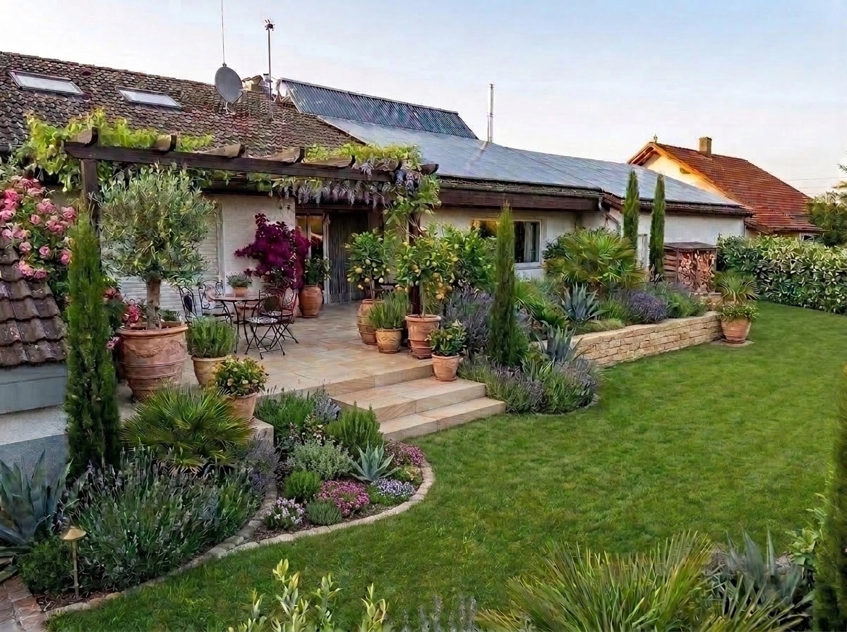 Landscape design in Mediterranean Yard style — Yard by GenRoom AI