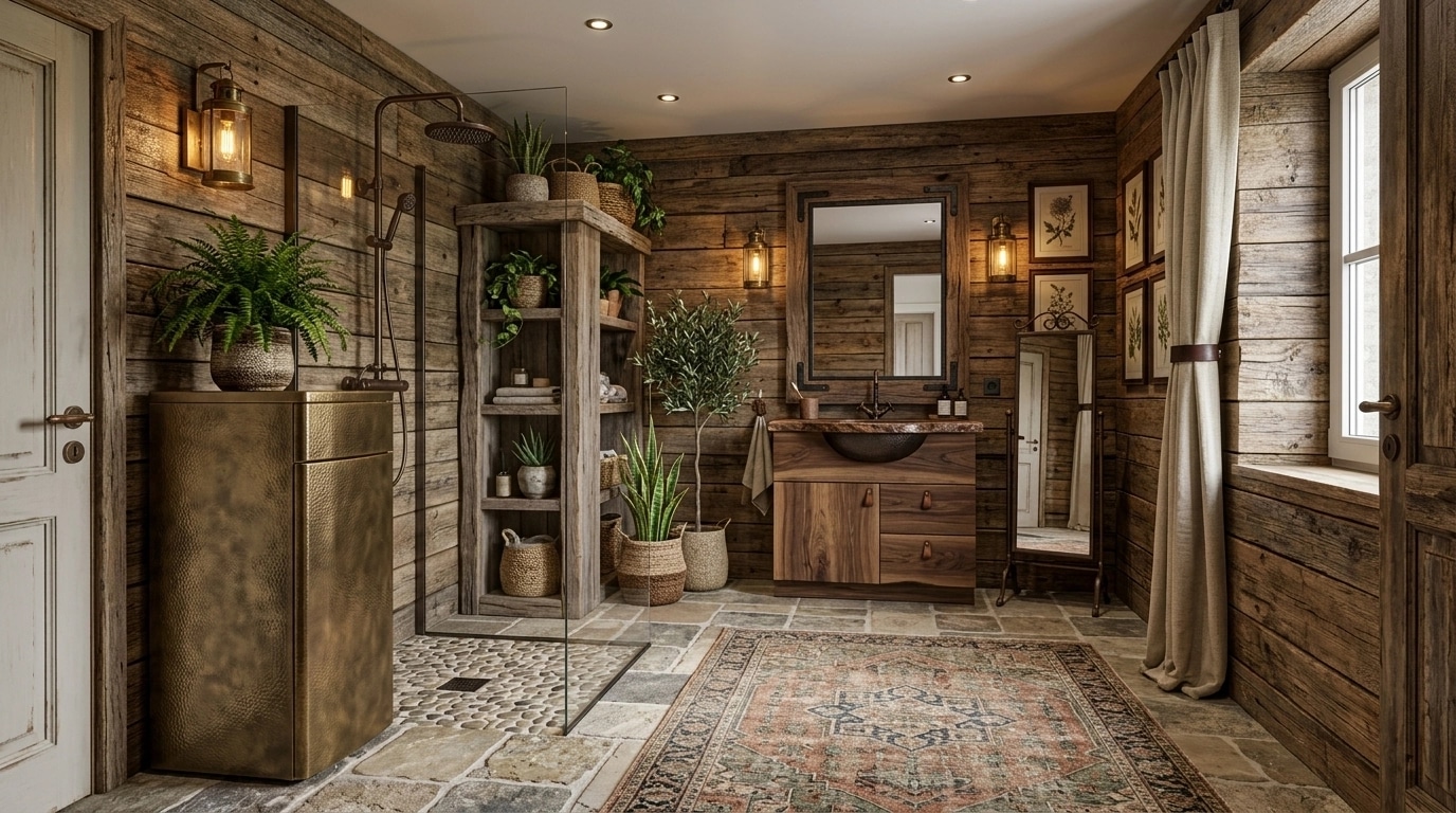 Bathroom interior in Rustic style — photo by GenRoom AI