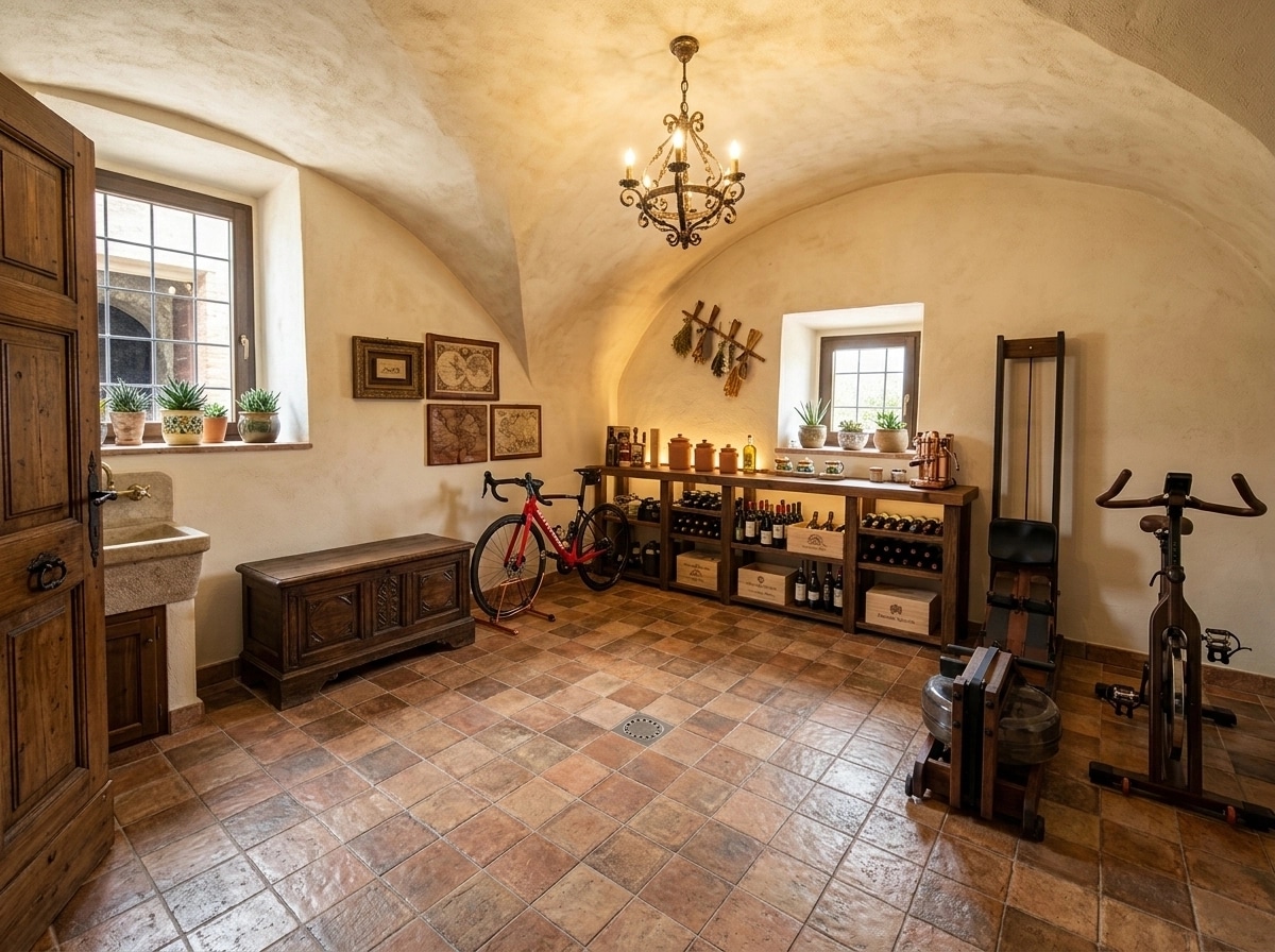 Interior design in Mediterranean style — basement by GenRoom AI