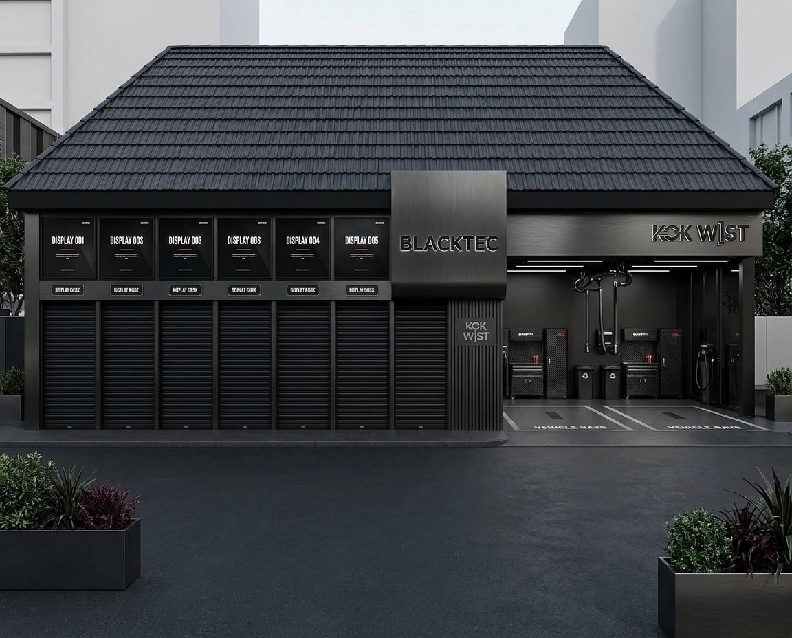Facade design in Blacktec Facade style — Facade by GenRoom AI