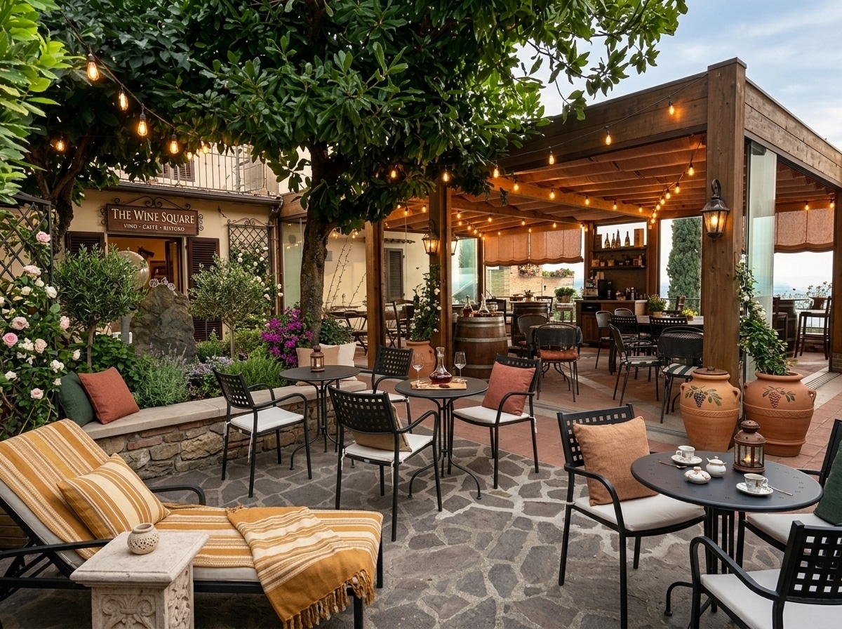 Yard design in Italian Courtyard style — photo by GenRoom AI