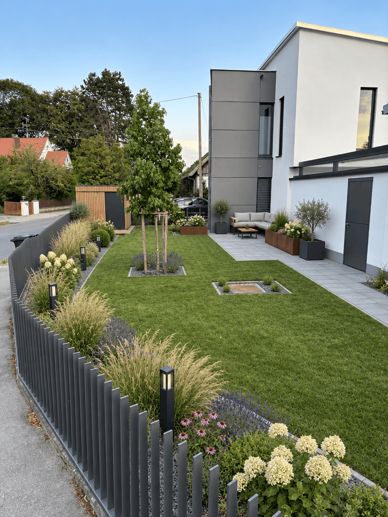 Design paisagístico em estilo Contemporary Yard — Jardim por GenRoom AI