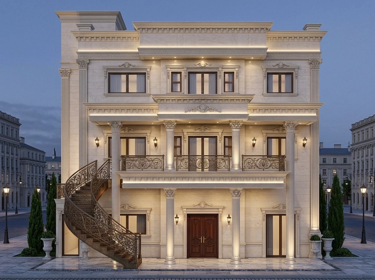 Neoclassic Facade Facade design — facade photo by GenRoom AI