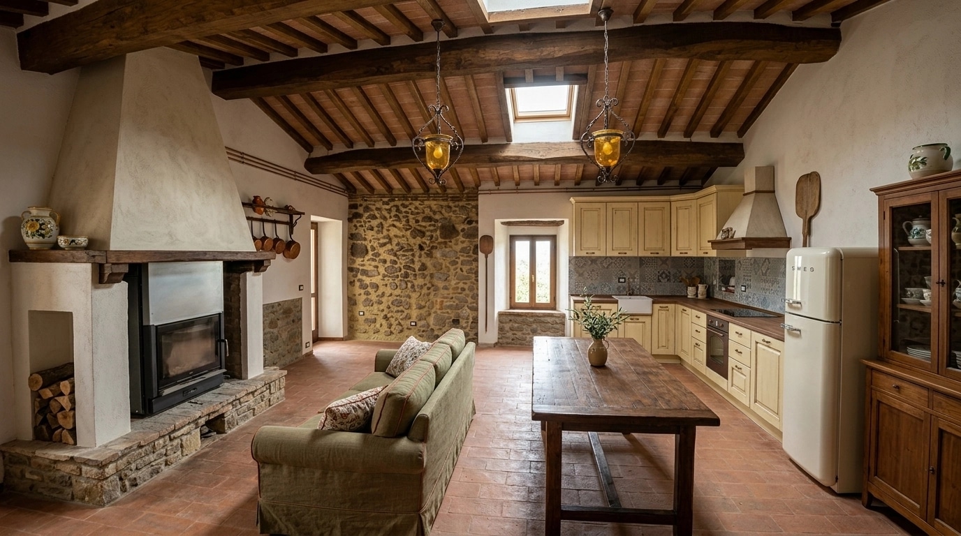 Kitchen interior in Tuscan style — photo by GenRoom AI