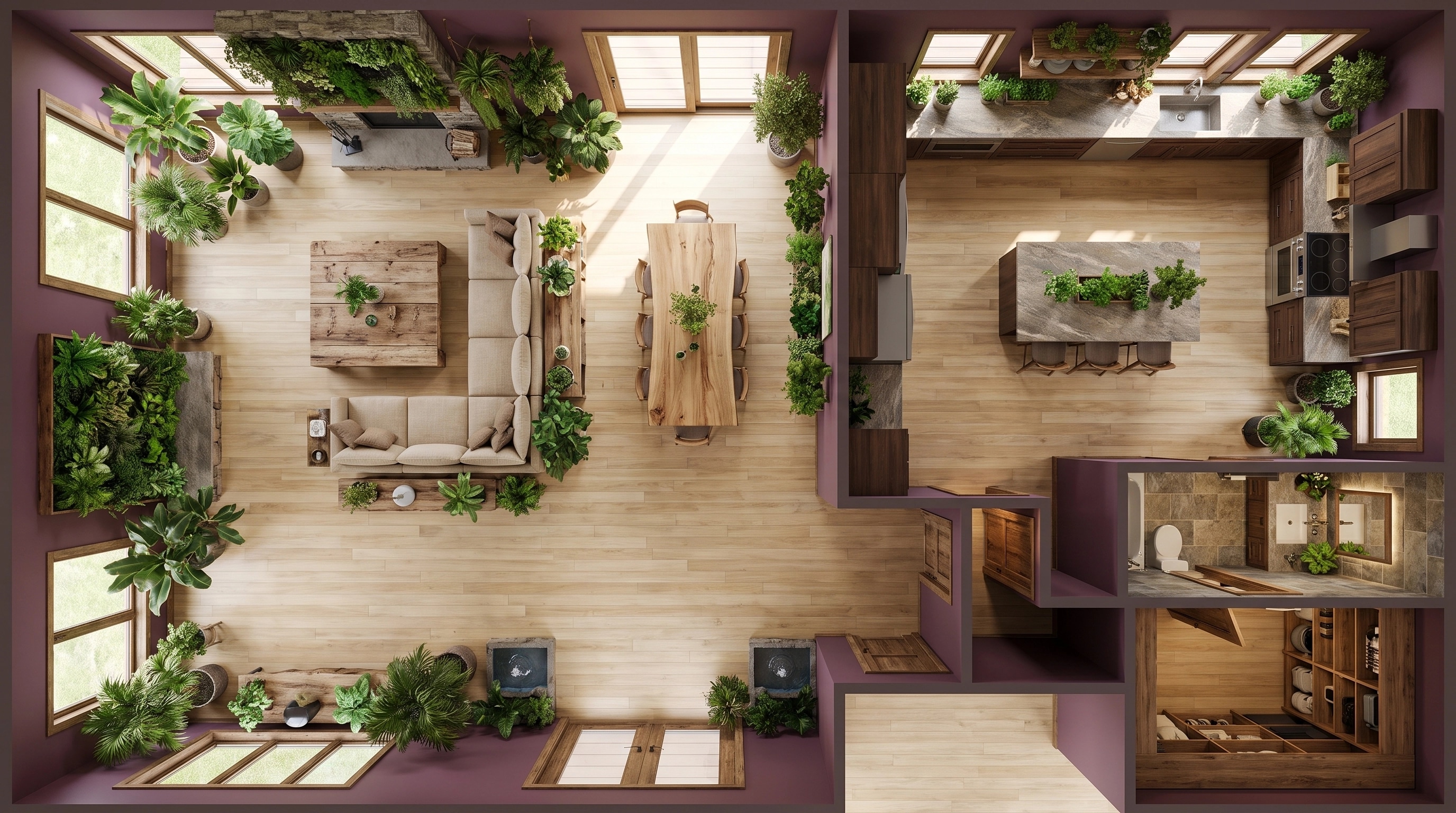 Interior design in Biophilic style — Living Room by GenRoom AI