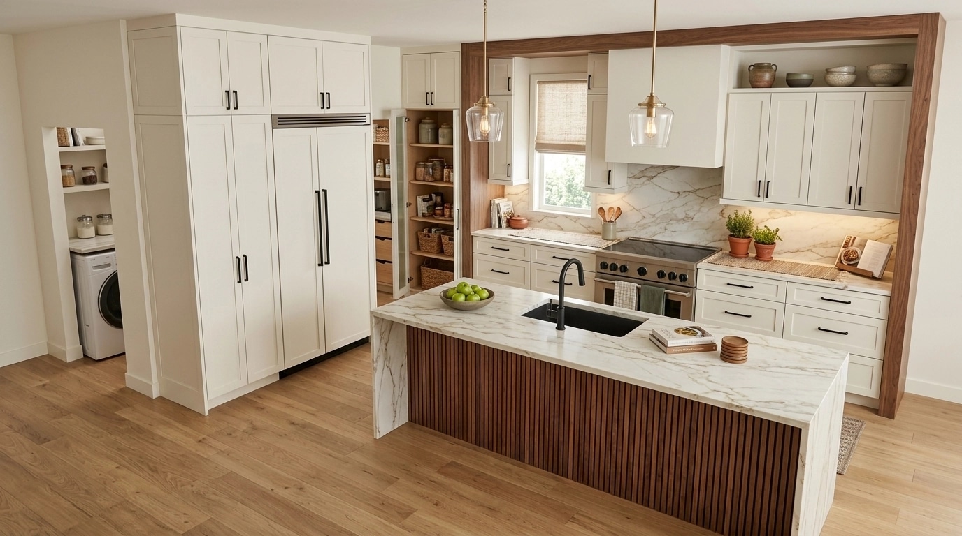 Kitchen interior in Transitional style — photo by GenRoom AI