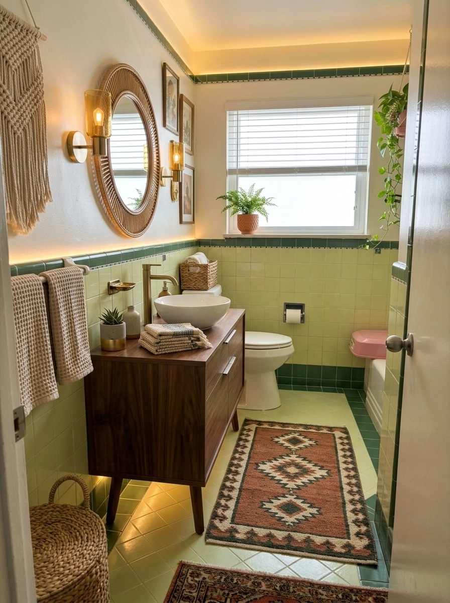 Bathroom interior in Bohemian style — photo by GenRoom AI