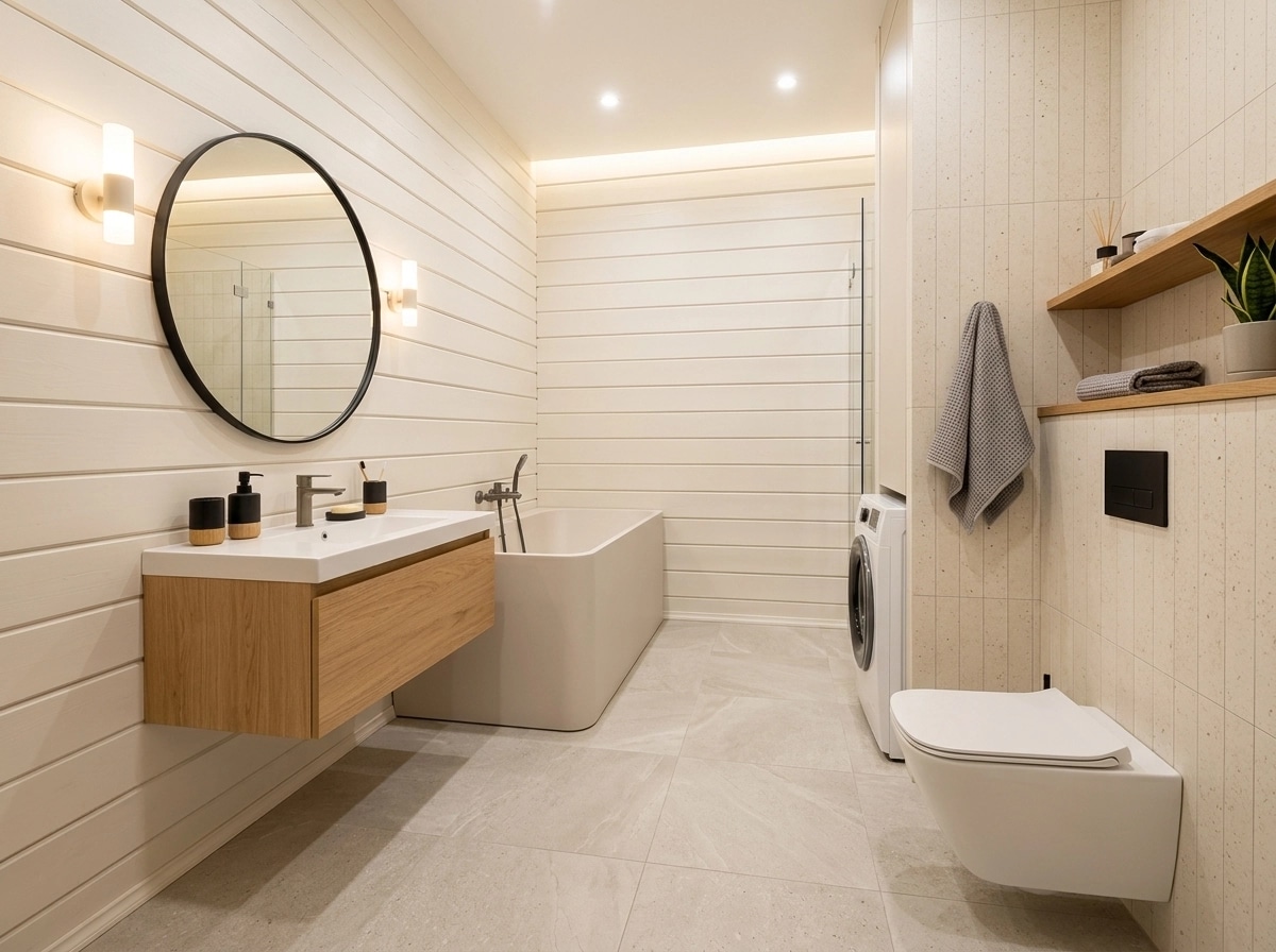 Scandinavian Bathroom design — interior photo by GenRoom AI