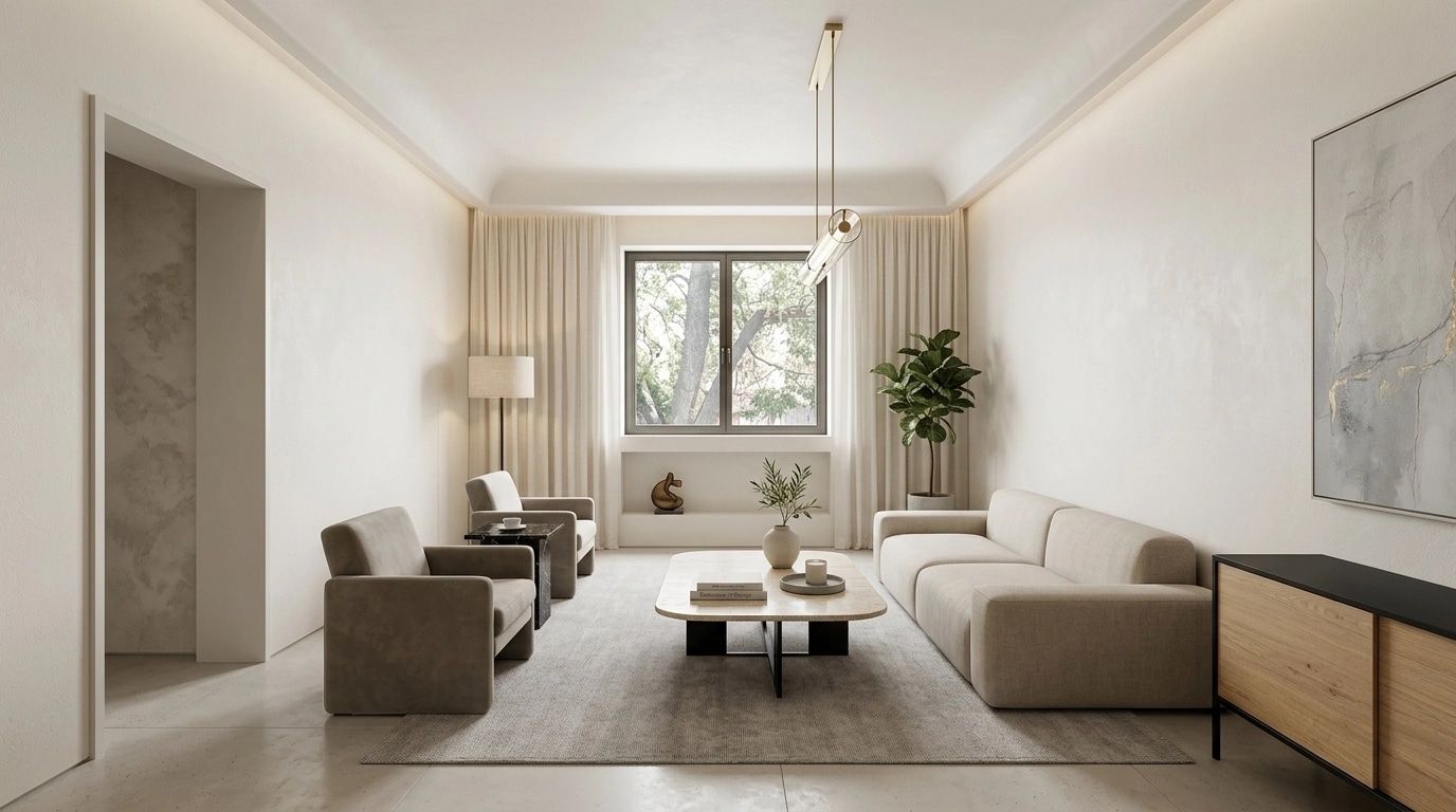 Minimalism Living Room design — interior photo by GenRoom AI