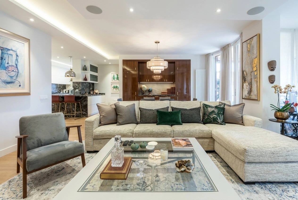 Transitional Living Room design — interior photo by GenRoom AI