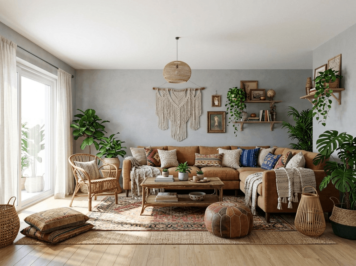 Interior design in Bohemian style — Living Room by GenRoom AI