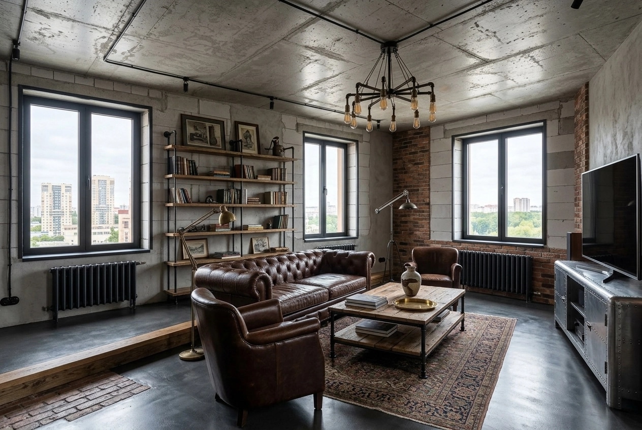 Interior design in Loft / Industrial style — Living Room by GenRoom AI