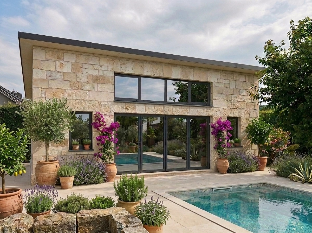 Facade design in Mediterranean Facade style — photo by GenRoom AI